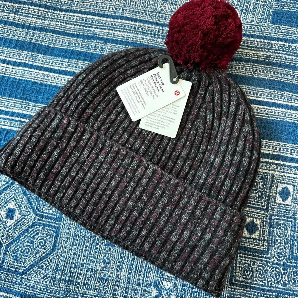 Lululemon Athletica Textured Fleece-Lined Knit Beanie Hat